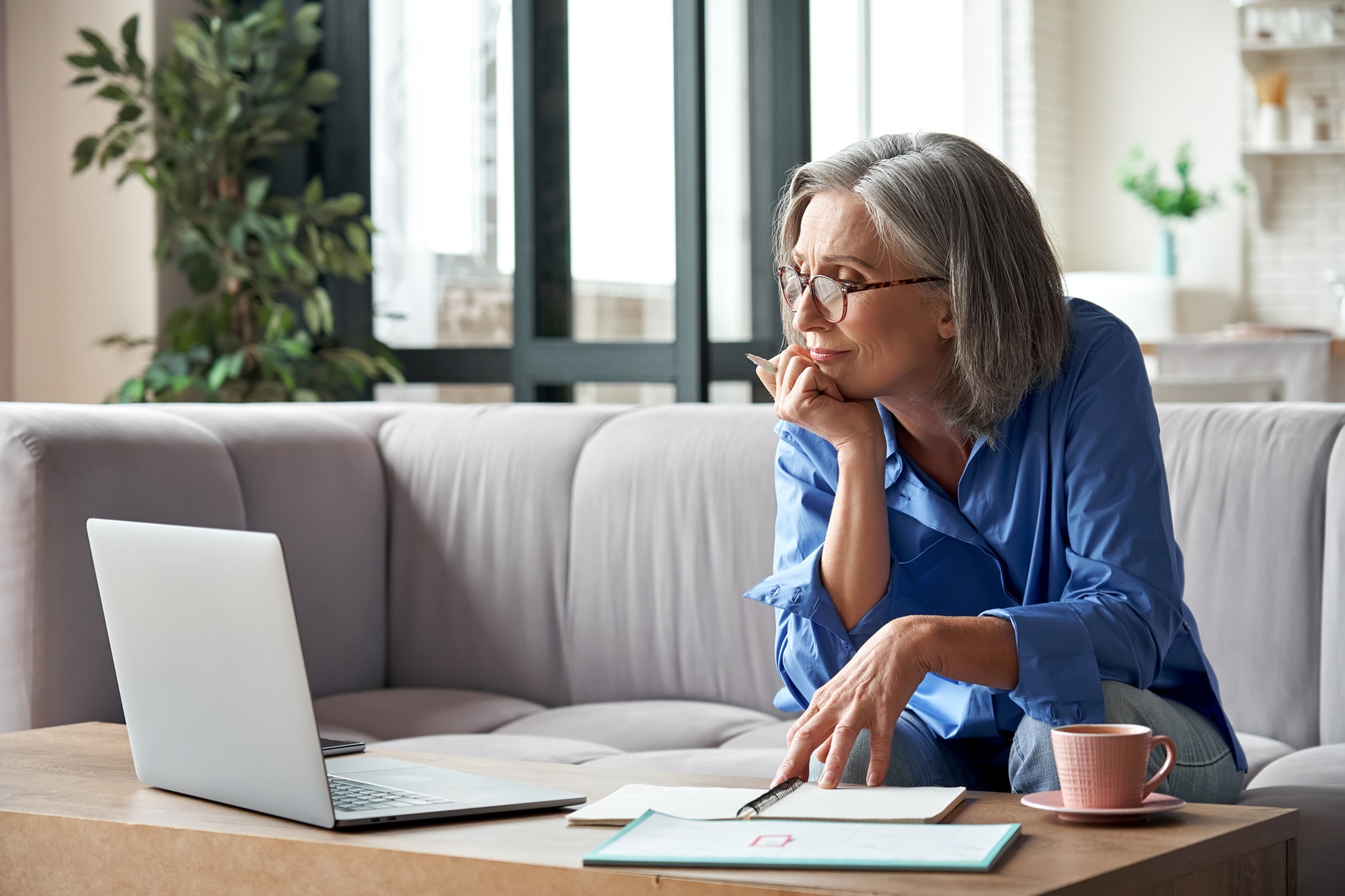 Woman using laptop